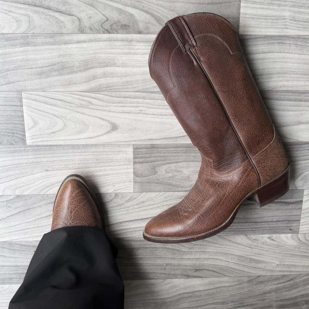 Justin Style 1343 Brown Leather Cowboy Boots Mens 10.5 D Made in USA